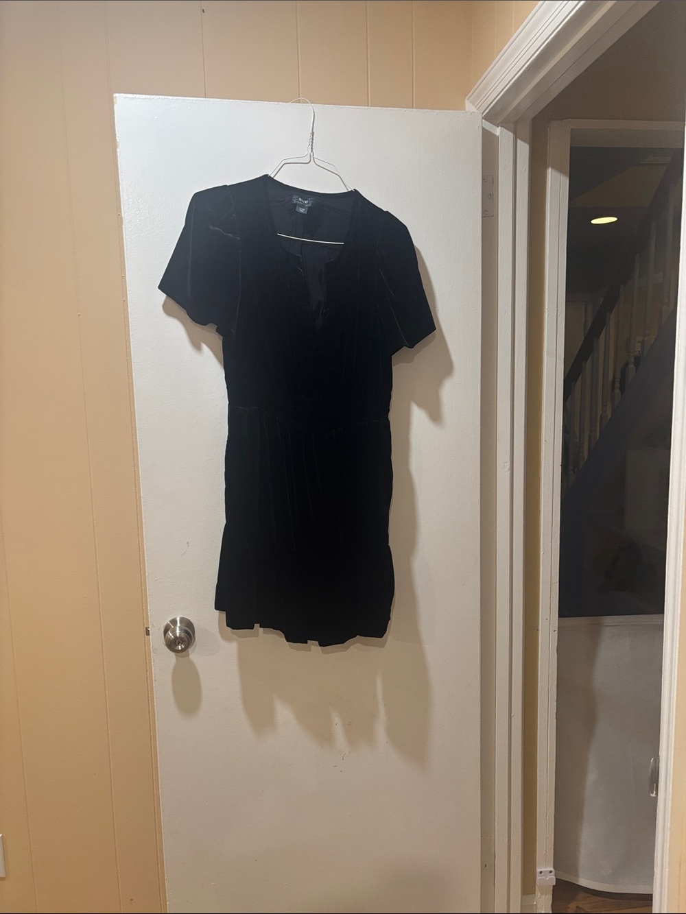 Maeve Black Velvet Short Sleeve Mini Dress large